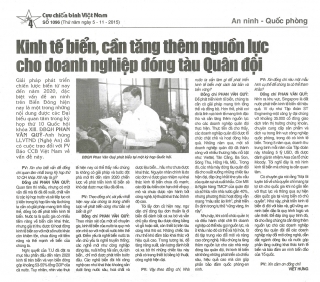 Kinh tế biển, cần tăng cường thêm nguồn lực cho doanh nghiệp đóng tàu Quân đội